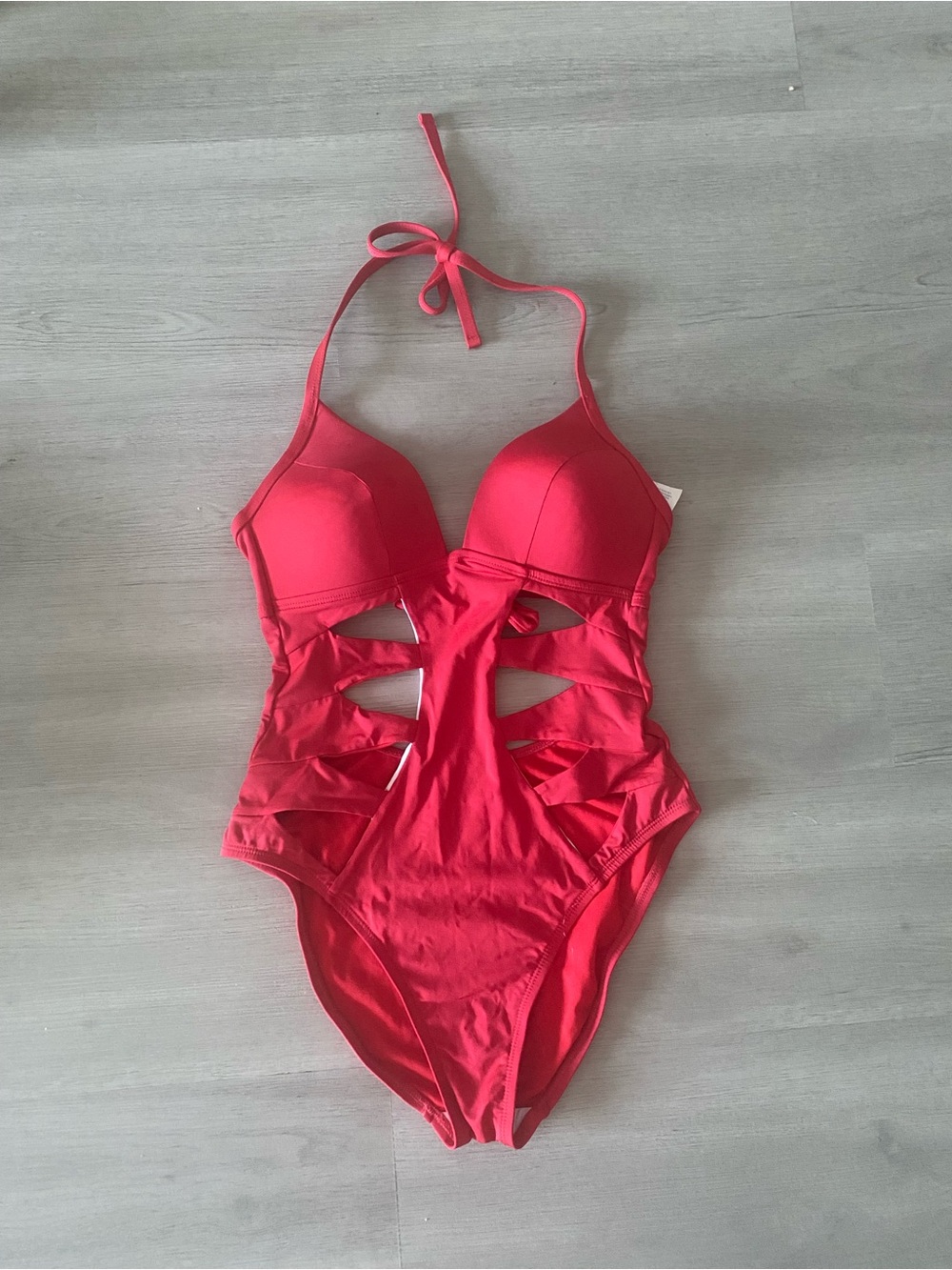 Kenneth Cole Red Halter One-Piece Swimsuit